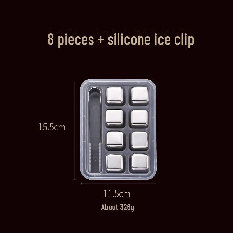 304 Stainless Steel Whiskey Ice Cubes - Fast-Freeze Metal Cooling Stones