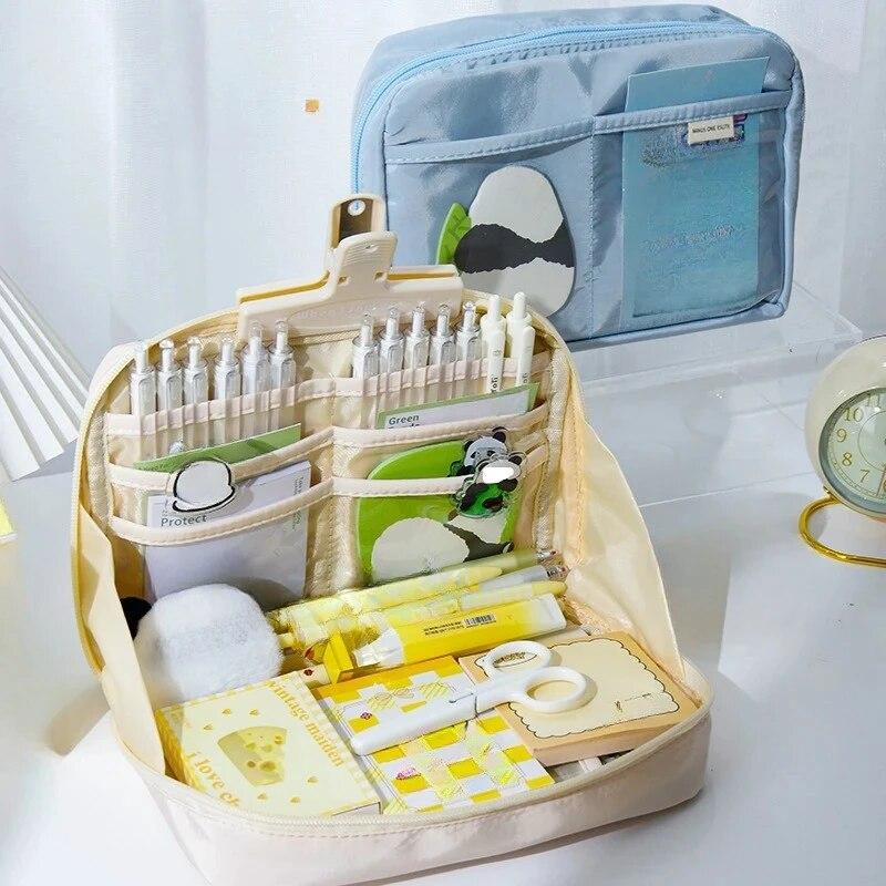 12-слойная грязеотталкивающая сумка-карандаш большой емкости с пандой, эстетическая школьная коробка, чехол для канцелярских принадлежностей, пенал на молнии, школьные принадлежности