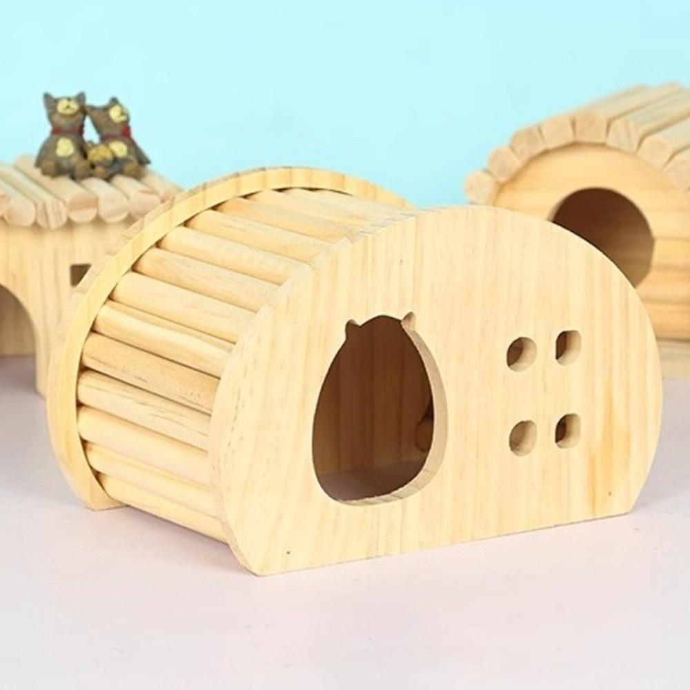 Natural Wood Hamster Hideaway Arch Design Gerbils Hiding Villa New Small Pet Castle  Cage Decor