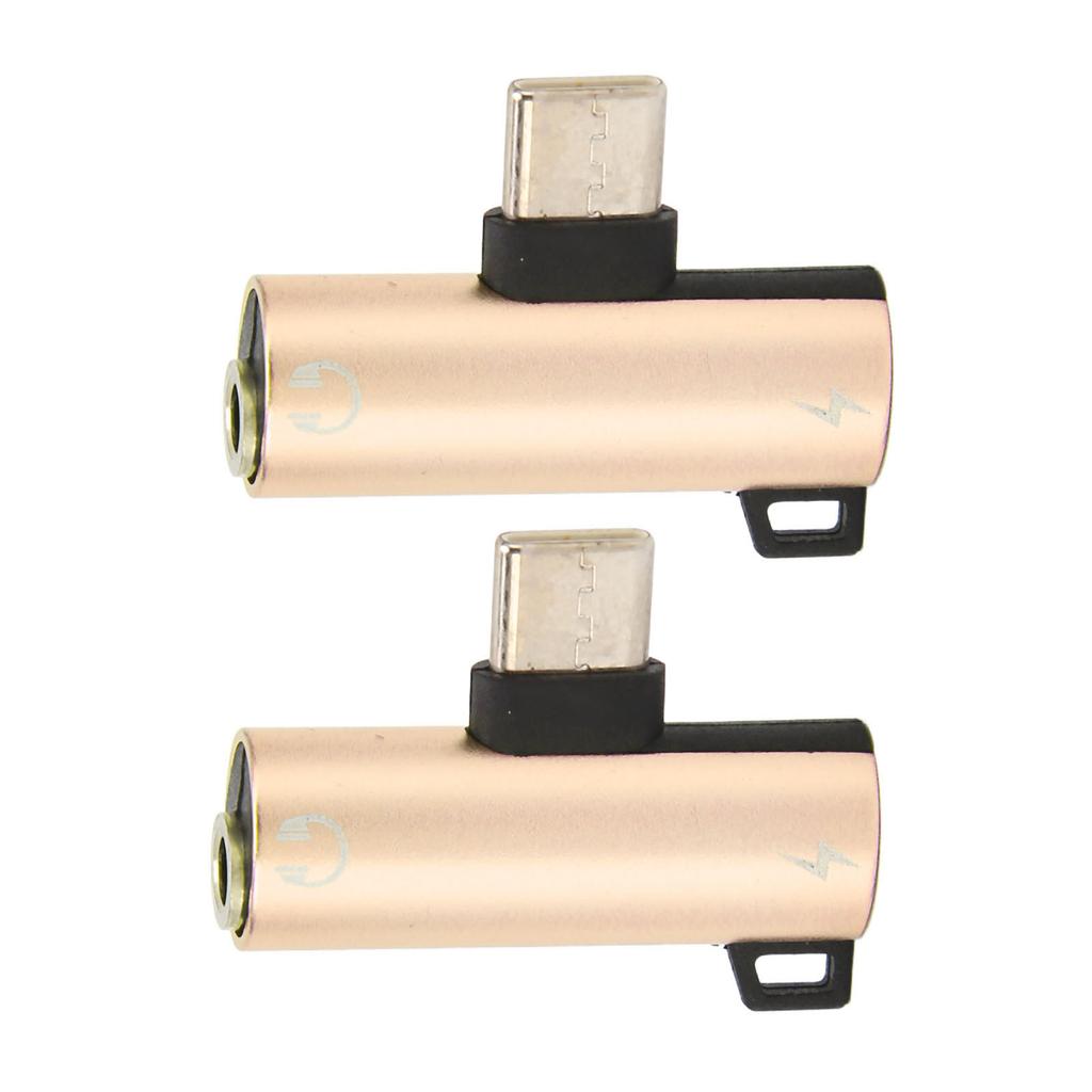 2Pcs USB C to 3.5mm Audio Adapter 2 in 1 Type C 3.5mm Listening Music While Charging Durable ABS USB C to Audio Jack