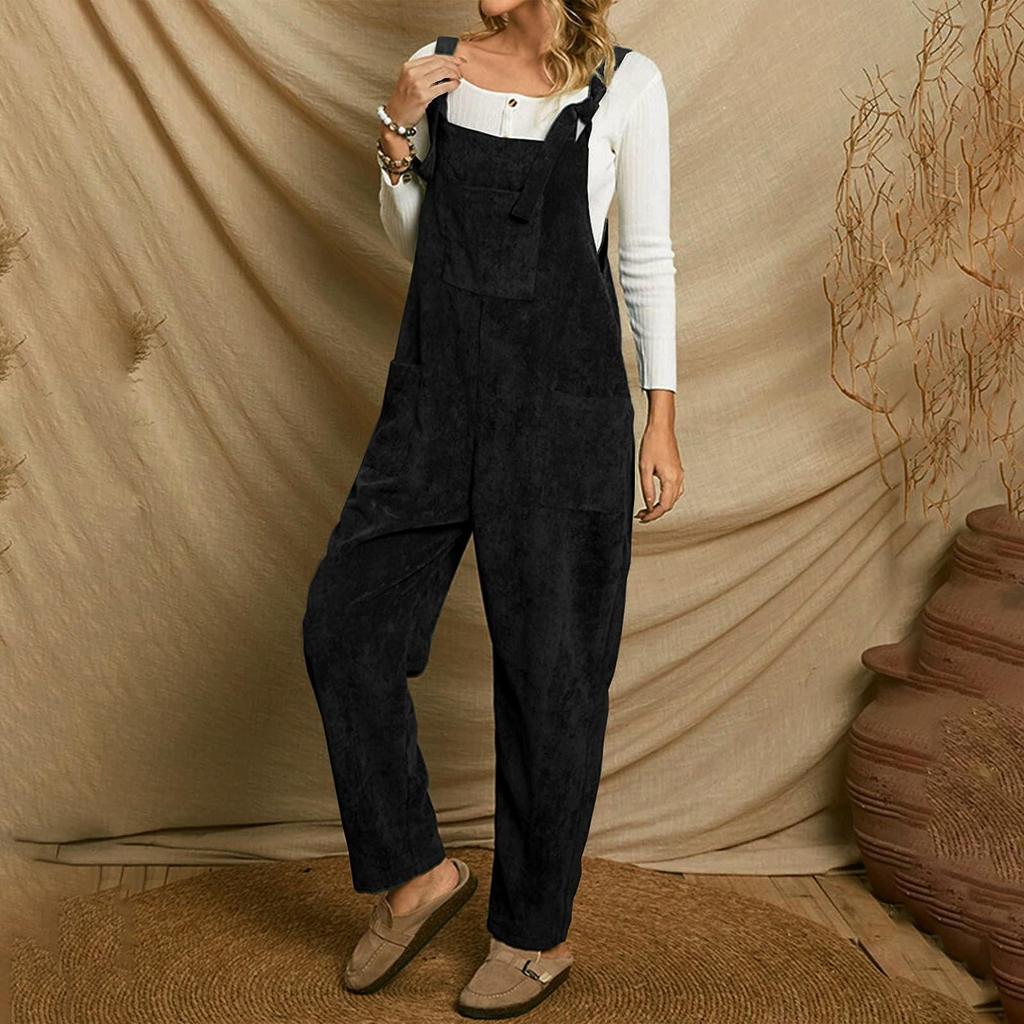 Corduroy Overalls For Women Overalls Women Overall Jumpsuit Solid Color Loose Fit Jumpsuit