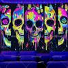 Черно-белый гобелен с черепом и бабочкой, УФ-реактивный, с изображением скелета и водопада, Светящийся в темноте, Эстетичные неоновые фоны