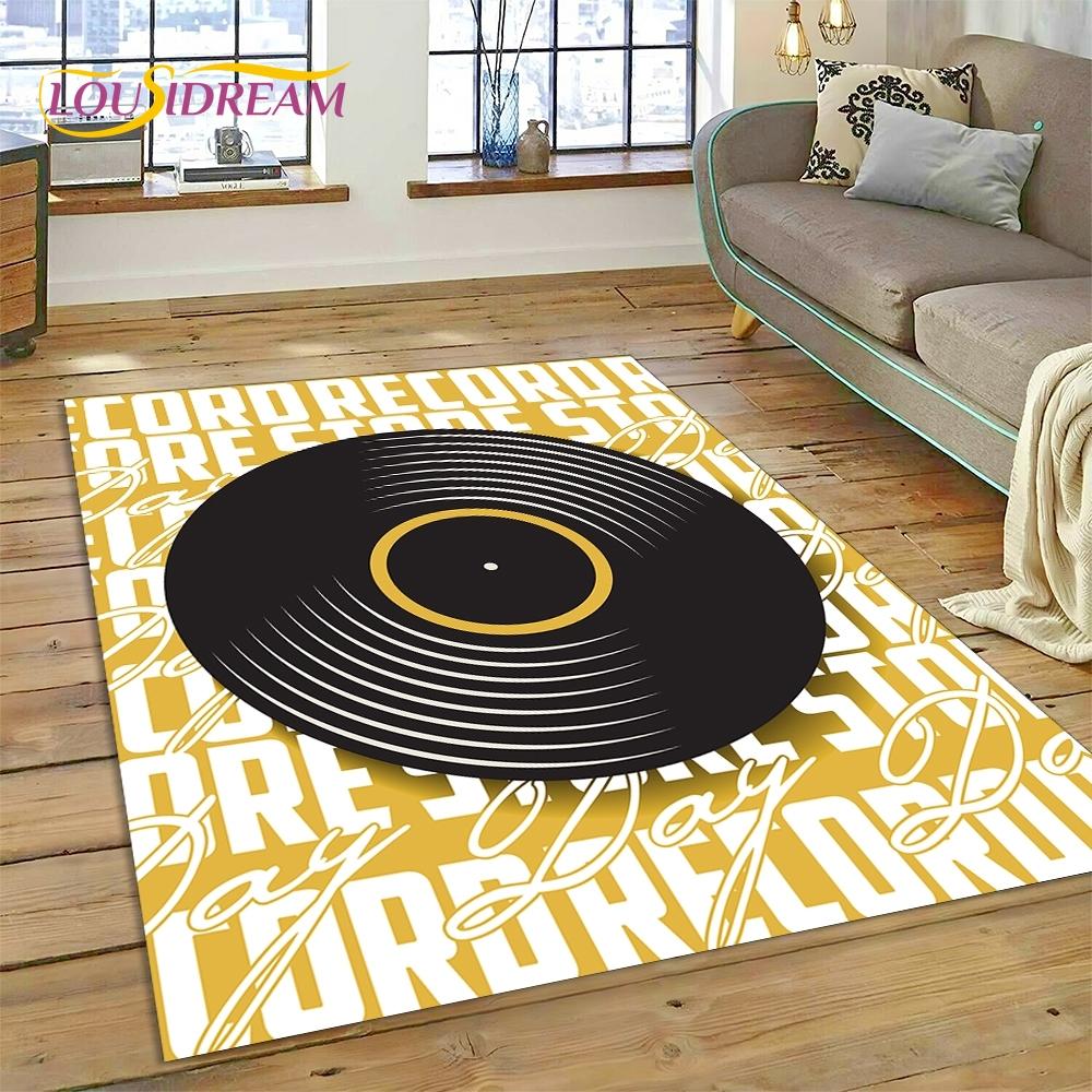Виниловая пластинка Музыка Диджей Экран лента Ковер Ковер для гостиной Спальни Домашний декор, Коврик для пола Нескользящий Декорация для дивана Придверный коврик