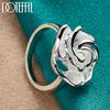 DOTEFFIL 925 Silver Rose Flower Blossoms Ring For Woman Fashion Wedding Engagement Party Gift Charm Jewelry