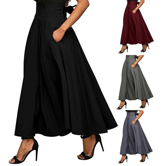 Юбка макси Yousheng, облегающая юбка А-силуэта с высокой талией, однотонная, с большим подолом, длинная юбка для работы, отдыха, повседневной носки