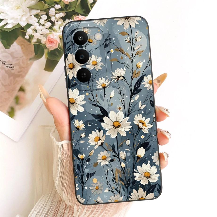 For Realme C83 C100 Phone Case Floral Daisy Aesthetic Moon Nigth Bow Pattern Funda Soft Matte Silicone Back Cover Realme P4 Lite