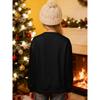 Girls' Black Christmas Sweatshirt 2026 Kids' Festive Top with Gold Christmas Tree And Snowflake Print round Neck Long Sleeve