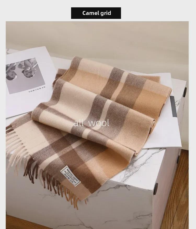 100% Wool Plaid Scarf for Women and Men - Warm, Stylish Gift for Winter