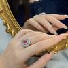 Simulation Ruby Flower-Shaped Open Ring Women'S Full Diamond Live Ring Jewelry