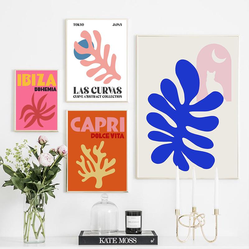 Японские розовые чернила вишни, постеры и принты, консервированные сардины, помидоры, холст, картина, настенная живопись, кухонный домашний декор