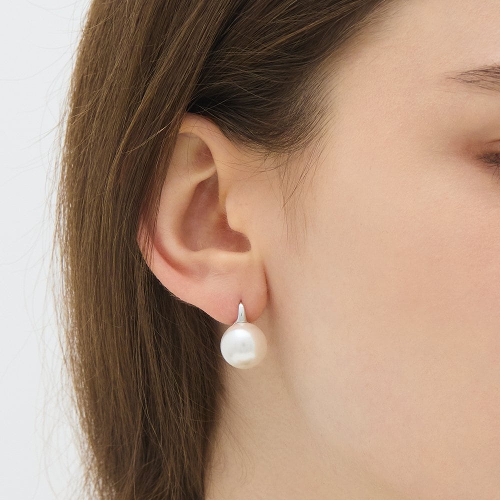 H Edition Silver (W) Pearl One-Touch Earrings 12mm Hl6E55617W9Xxx
