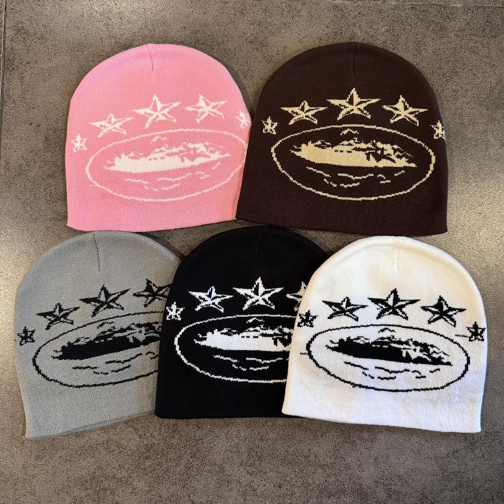 Acrylic Knitted Warm Hat Men Women Letter Print Cold Season Headgear Fall Winter