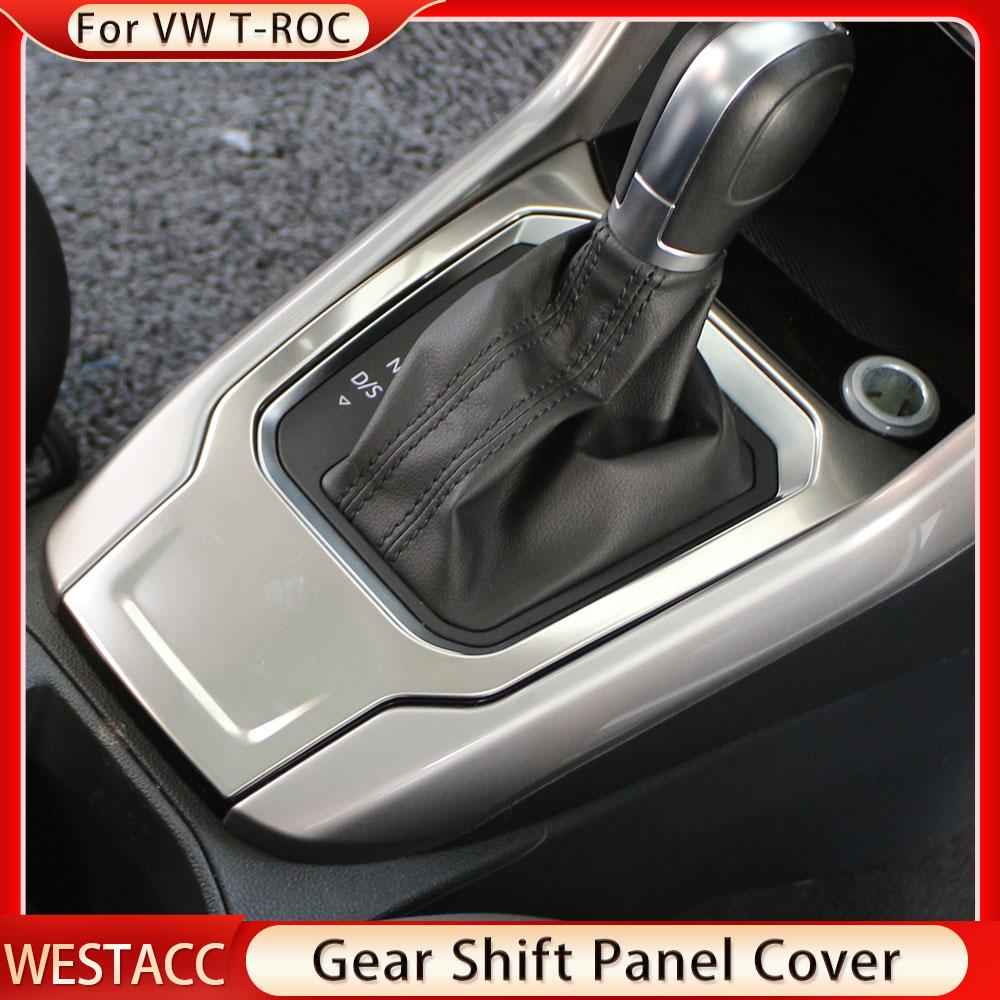 Нержавеющая сталь автомобиля ручка переключения передач панель крышка наклейка отделка для Volkswagen VW Troc T-Roc 2018 2022