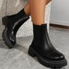 Модные высококачественные женские ботинки Британские черные ботильоны с круглым носком для женщин Осенне-зимние модные ботинки Женские нескользящие туфли на платформе