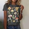 Высококачественный хлопок Милый принт с грибами Женская футболка Ретро мода Повседневная летняя Новая женская одежда с коротким рукавом