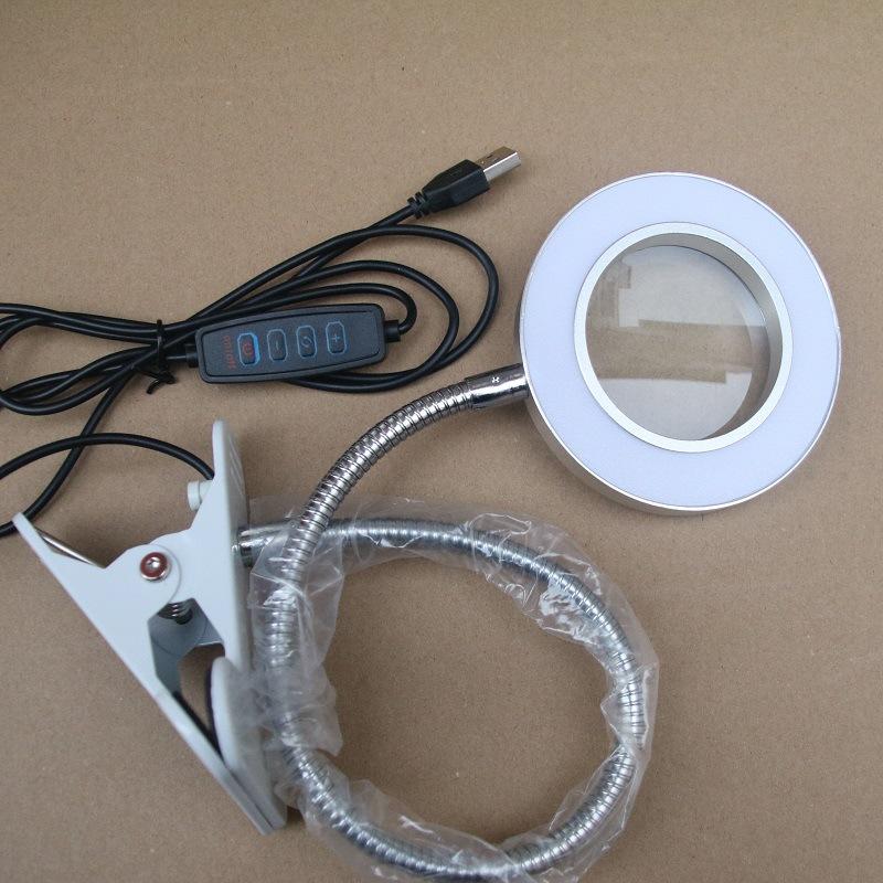 1 шт. Светодиодная настольная лампа Защита глаз Студенческая для чтения Маникюр Лицо Тату Вышивка Бровь Селфи Заполняющий свет Лупа Настольная лампа-клипса