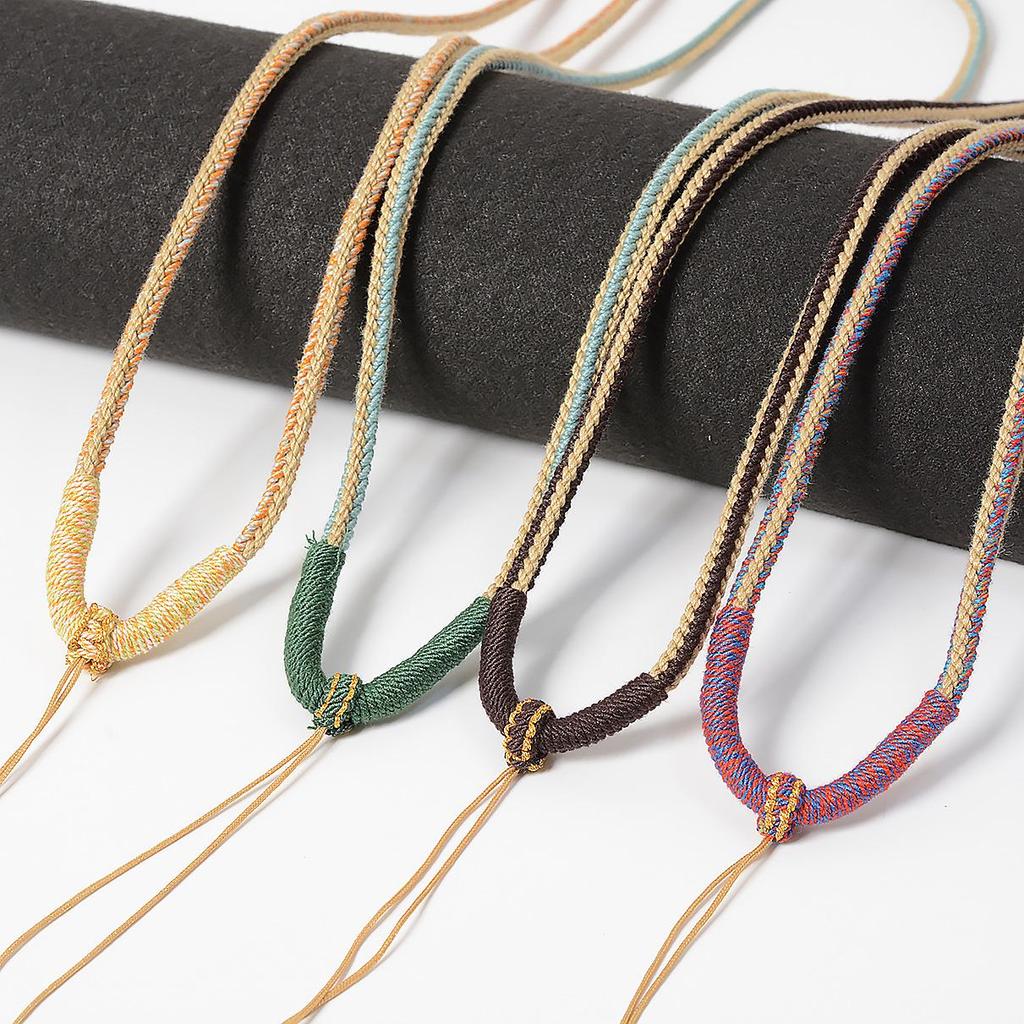 Тибетское Тханка-ожерелье ручной работы с подвеской Дзи и хлопковым шнурком на ключицу