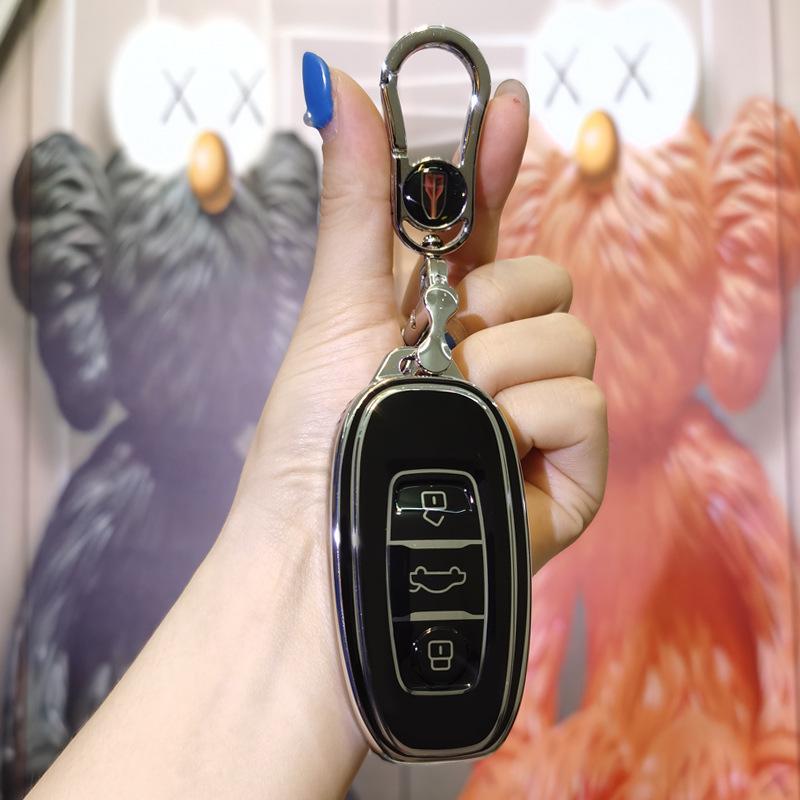 Compatible Key Case for Hongqi EQM5, H7, E-HS3 Models: Full Protective Shell with Buckle for Men and Women