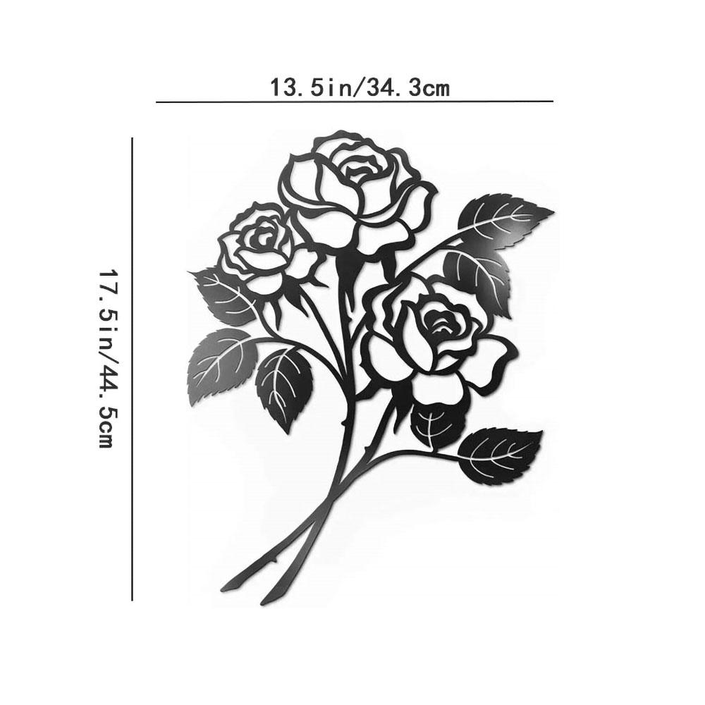 Гигантские Розы Настенный Декор - Черные Металлические Художественные Украшения, Наклейки на Стену с Красивыми Формами Роз для Шикарного Прикосновения