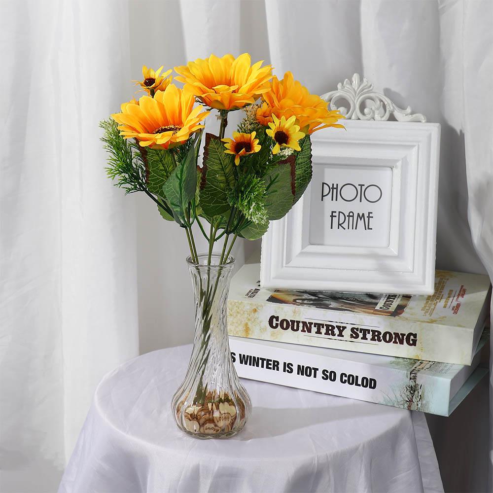 7 Braches Party Garde DIY Wreath Home Decoration Yellow Sunflower Artificial Flowers Flower Bouquet