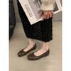 French Retro Silver Bow Flats Gentle Style Women's Shoes
