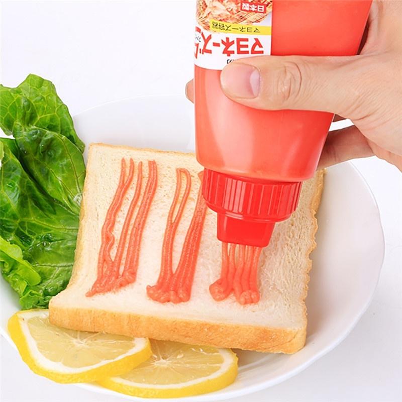 5 Hole Plastic Squeeze Bottle Condiment Dispenser Ketchup Mustard Salad Sauce