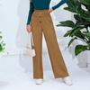 Spring Summer Solid Colour High Waist Single Breasted Straight Casual Women's Pants Wide Leg Pant