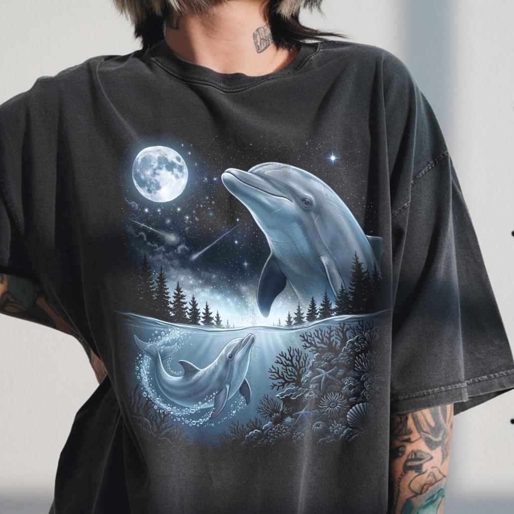 Bottlenose Dolphin Vintage Tee, Sea Life Graphic Shirt, Aquatic Wildlife Lover Gift
