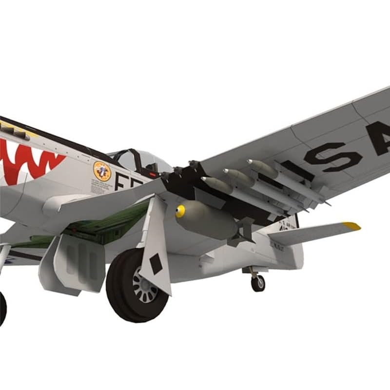 3D assembly model paper craft fighter jet 1/33 scale (P-51D mustang bomber version)