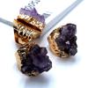 Retro Adjustable Open Band Natural Amethyst Finger Ring Jewelry Accessory Gift