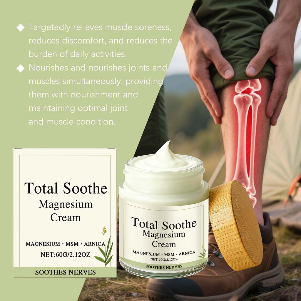 Total Relief Magnesium Cream, Nerve Relief Magnesium Cream for Knee Joint & Muscle, Non-Greasy Relief for Joint & Muscle Comfort