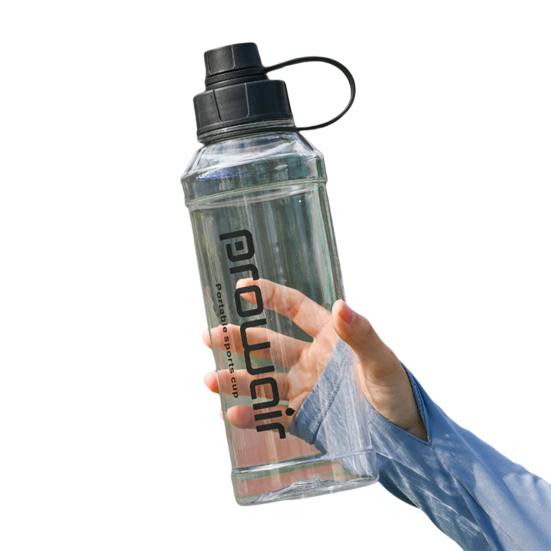 Бутылка для воды спортивная 1000 мл с ручкой, большая емкость, герметичная чашка-шейкер, портативная посуда для питья, прозрачная, для улицы, бега, велоспорта, путешествий