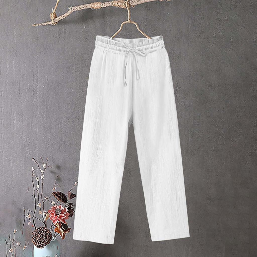 Женские широкие брюки повседневные свободные карманы однотонные эластичные летние брюки для женщин повседневные брюки