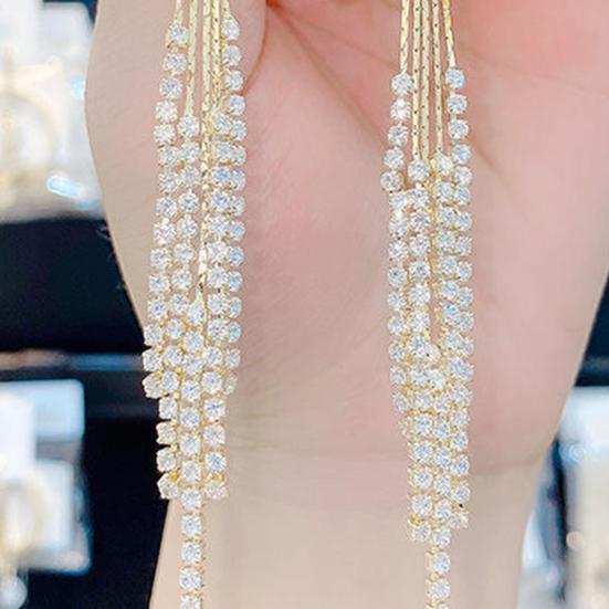 1 пара серег-гвоздиков Изящные Элегантные Темпераментные Роскошные Со стразами Кисточки Линейные Серьги Модная Бижутерия