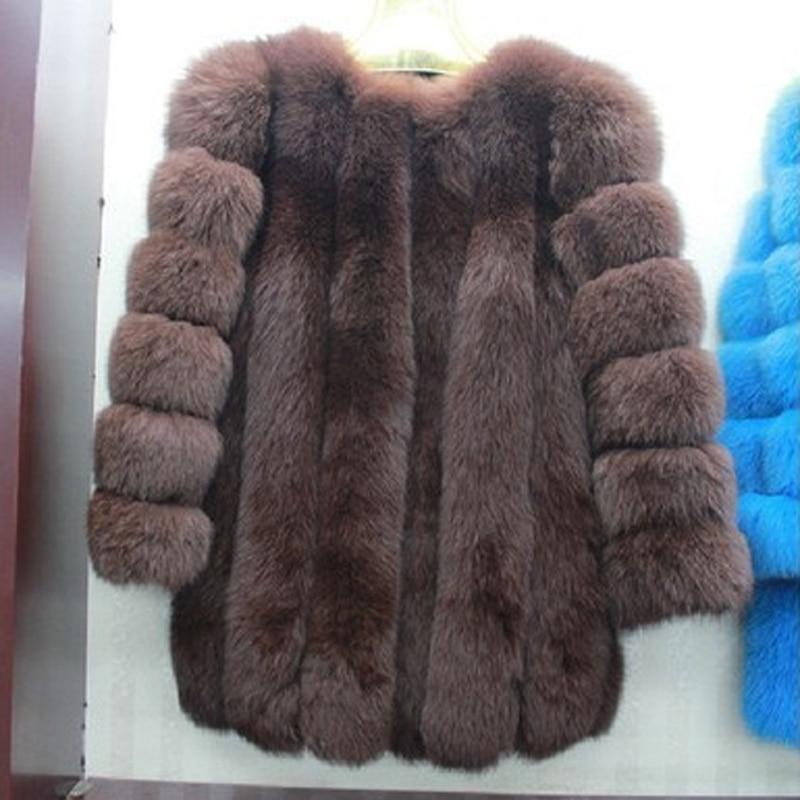 Женское теплое пальто из искусственного меха лисы, длинная зимняя меховая куртка, женская элегантная верхняя одежда