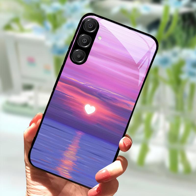 Для Samsung A56 Стеклянный чехол A26 A36 Жесткий ПК Закаленное стекло Чехол для телефона Для Galaxy A15 A25 A35 A55 Мультяшный Роскошный Ударопрочный Чехлы
