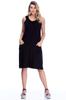 Women's Big Size Dress Plus Size Black Viscose Pocket Comfortable Cut Dress