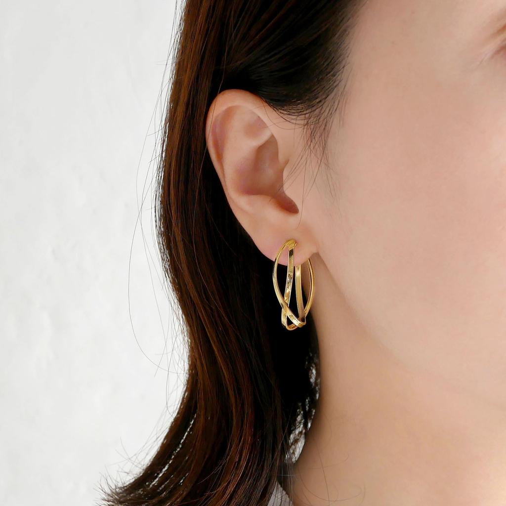Kuma Earrings KMJE0145 YG [Official] [Vendome Aoyama] [Kengo + MA,YU] GURU-GURU [Kengo Kuma]