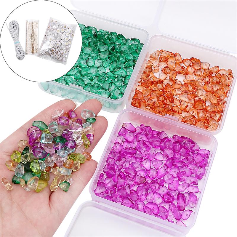 Стеклянный щебень, цепочка для мобильного телефона, набор «сделай сам», серия «зеленая трава» для изготовления ювелирных изделий, браслет, ожерелье «сделай сам»