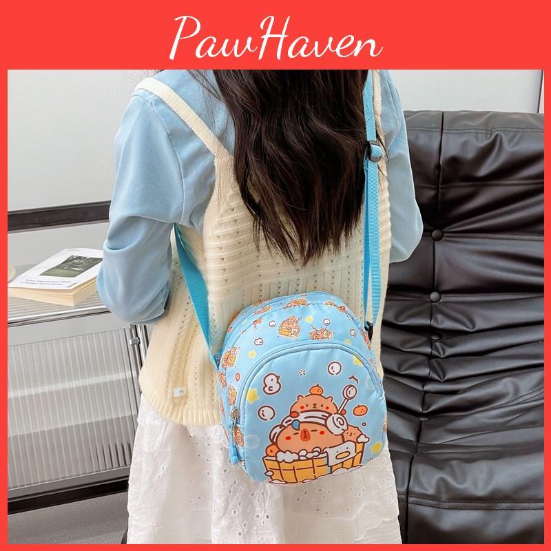 Cartoon Printed Capybara Shoulder Bag Children Outdoor Leisure Crossbody Bag