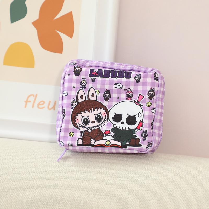 Cartoon Multi-color Canvas Women's Sanitary Napkin Storage Bag, Aunt Handkerchief Bag, Sanitary Cotton Storage Bag