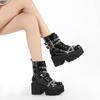 Модная женская обувь ботинки черные темные крутые толстая подошва платформа обувь харадзюку с металлической цепочкой готическая панк обувь для девушек обувь