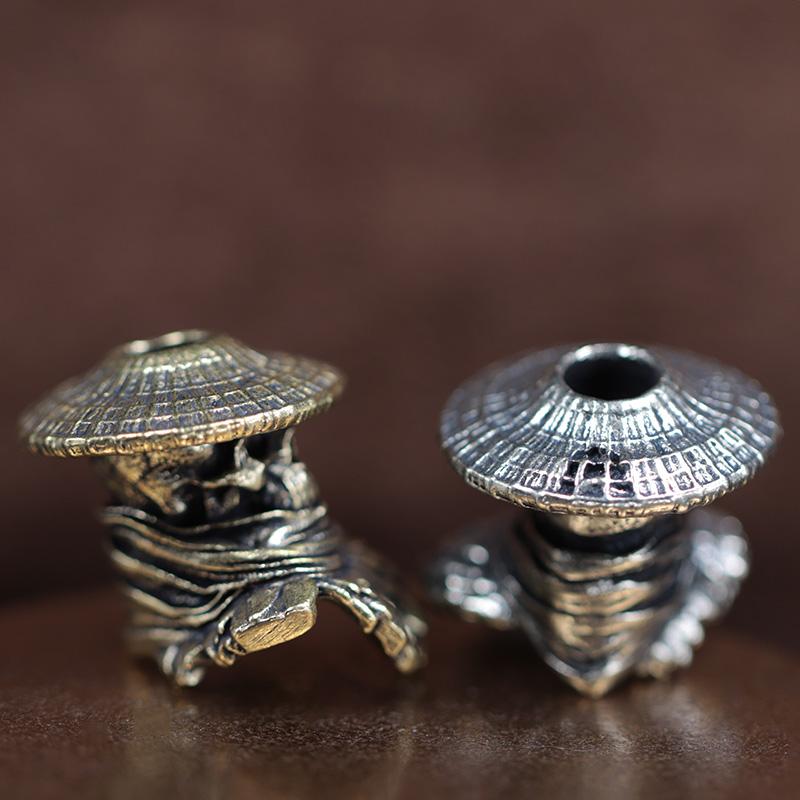 Skull Knight-errant Brass Knife Bead Punk EDC Outdoor DIY Paracord Woven Lanyard Pendant Retro Umbrella Rope Bracelets Accessory