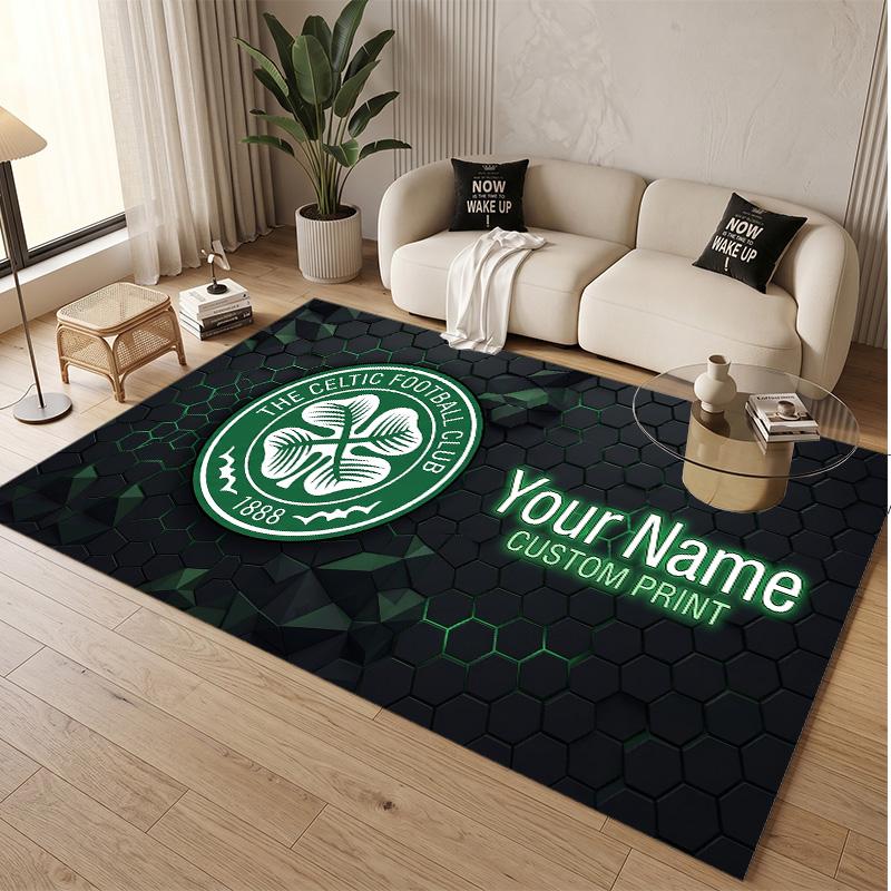 Personalized Crystal Velvet Carpet Celtic FC Pattern Non Slip Floor Rug