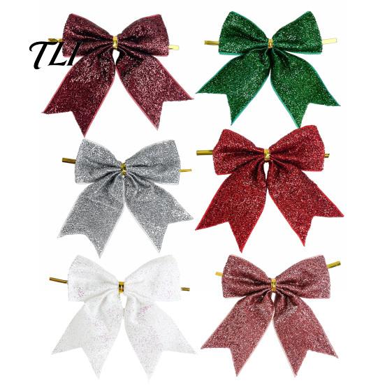 Gold Powder Bow Ties for Gifts Glitter Christmas Bow, Sparkling Ribbon Hanging Ornament Durable Ornaments Trees Tree Wreath Gift Box, Festive