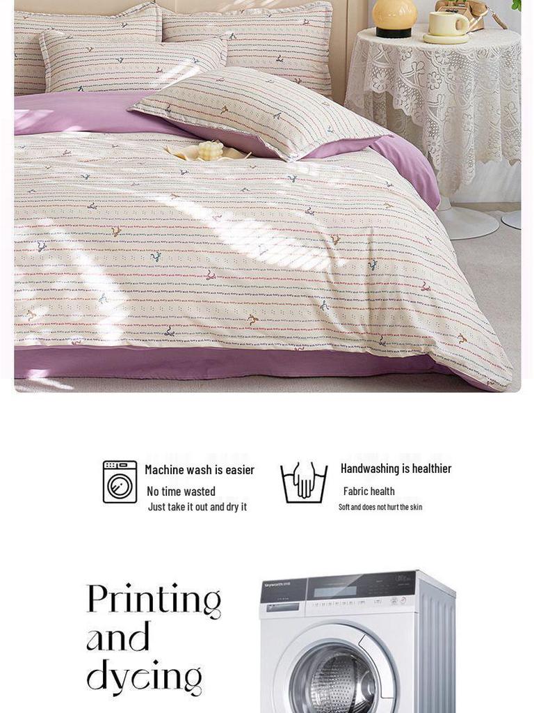 Двухслойный комплект постельного белья из чистого хлопкового муслина G5Z: Пододеяльник, Простыня и Наволочка - Можно стирать в машине и Настраиваемые