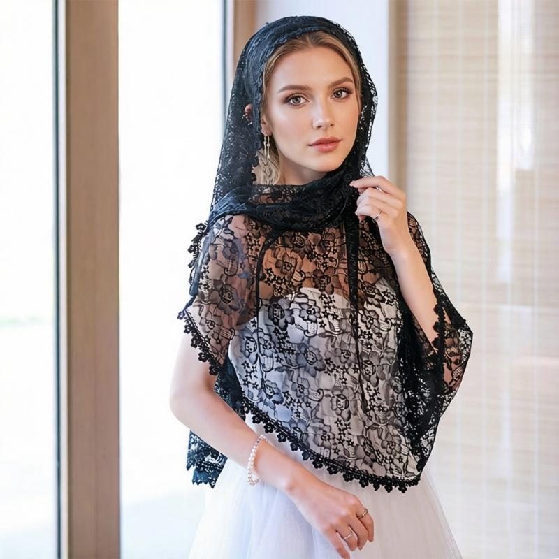 Элегантные кружевные свадебные вуали с вышивкой, цветочная тюлевая мантилья, женский церковный шаль-накидка для свадьбы и особых случаев