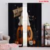2pcs,2D Plane Printing Popular Curtains Black Cat_ Bats & Pumpkins Versatile Polyester (without Rod) Festive Perfect for Living