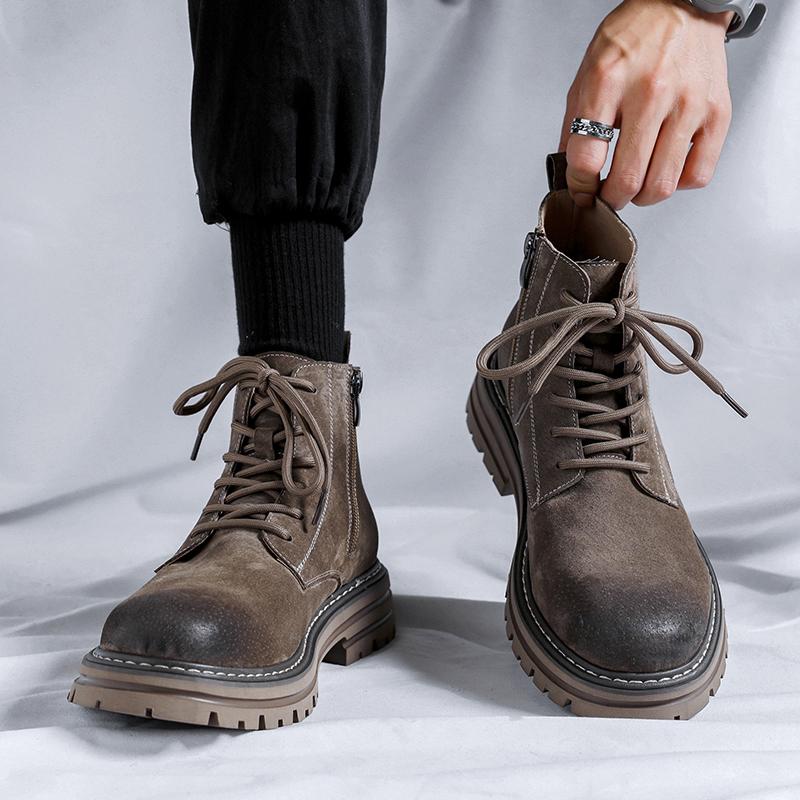 Высококачественные мужские ботинки на шнуровке с высоким голенищем, модная тактическая обувь, винтажная классическая ретро-обувь из натуральной кожи с плюшевой теплоизоляцией