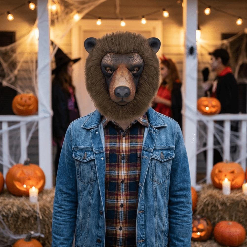 Realistic Animal Face Mask Funny Bear Mask Headdress Sheep Mask  Stage Play
